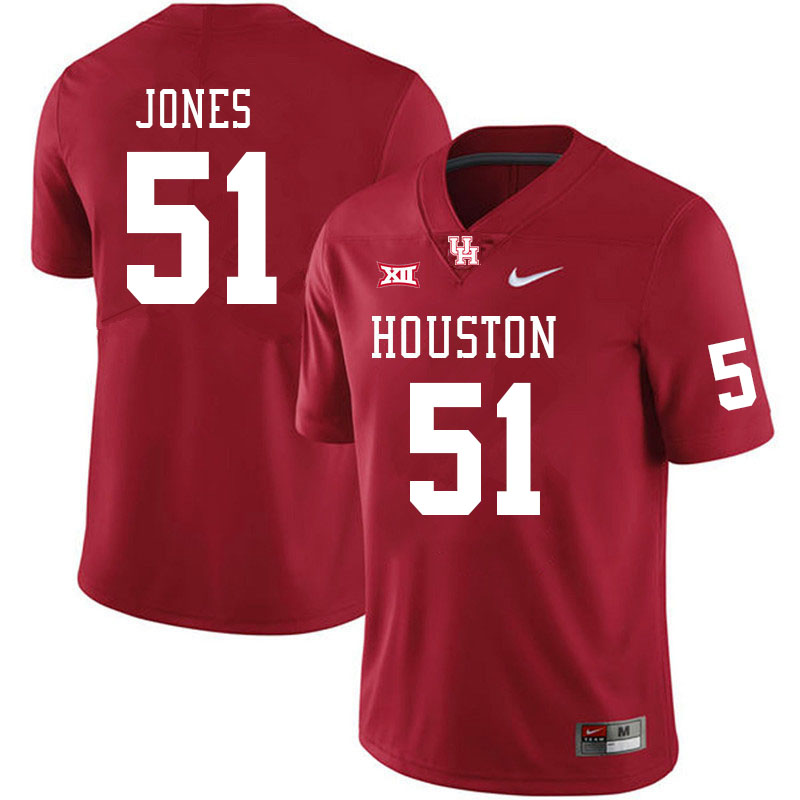 Men #51 Hunter Jones Houston Cougars College Football Jerseys Stitched Sale-Red